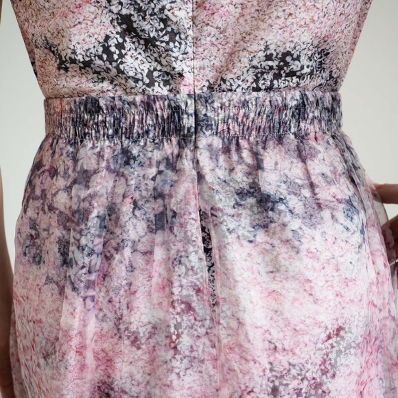 BEAUTIFUL Vintage Carven Pink Multicolour Sheer Floral Print Dress, Size 36 - Picture 2 of 7